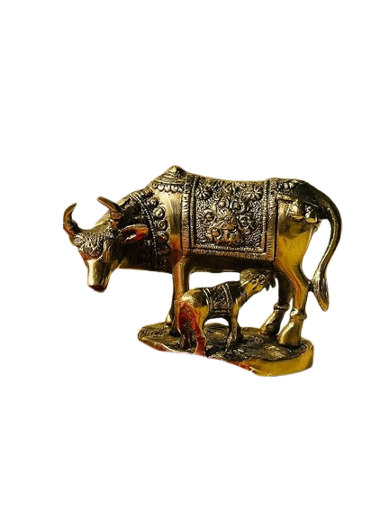 Pure 100% Brass Kamdhenu Cow- Antique Statue