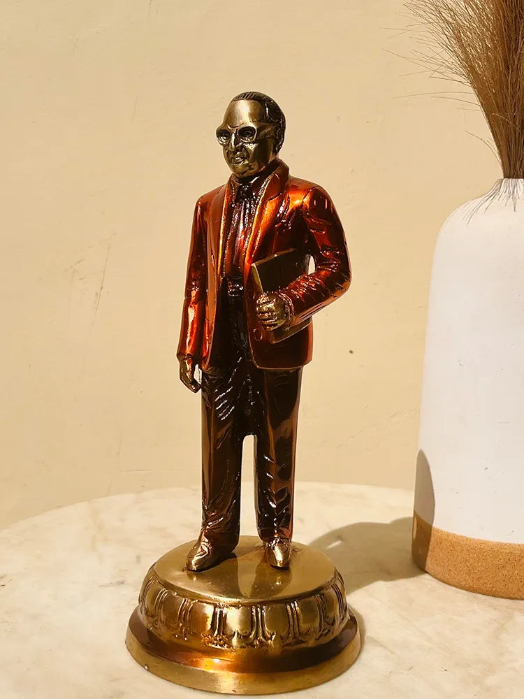 B R Ambedkar Standing Brass Statue - Pure Brass, Colorful Antique Finish, 26 CM Height, 1.85 KG